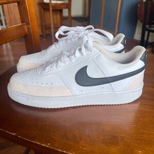 Nike White and Black “Court Vision” Low-Top Sneakers